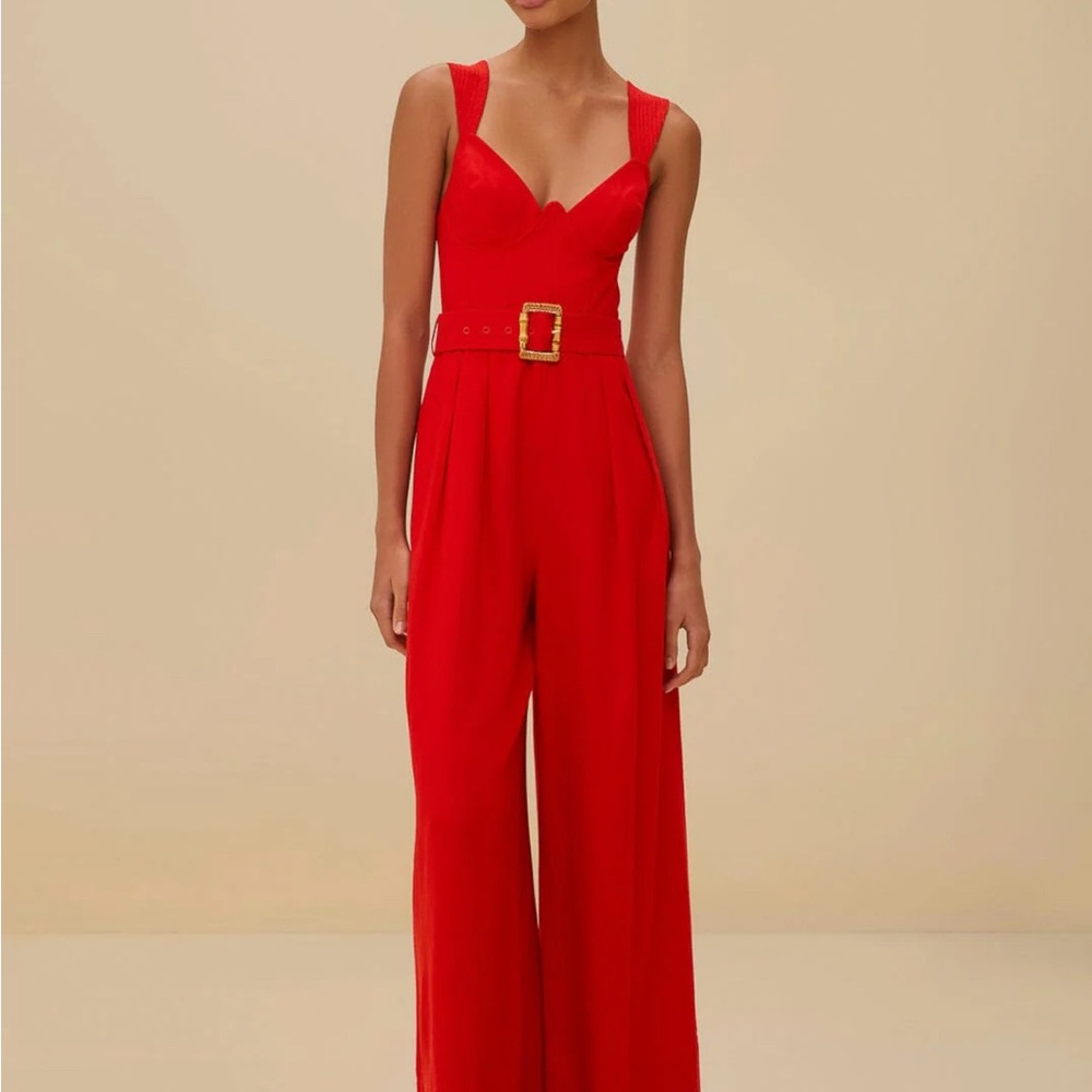 NWT FARM Rio Red Sleeveless LENZING ECOVERO Euroflax Maxi Jumpsuit